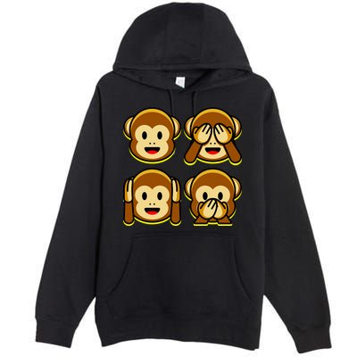 Monkey Emoji Smiley Face Premium Pullover Hoodie