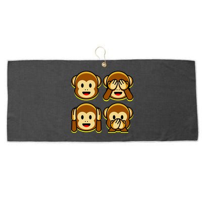 Monkey Emoji Smiley Face Large Microfiber Waffle Golf Towel