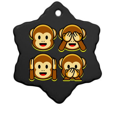 Monkey Emoji Smiley Face Ceramic Star Ornament