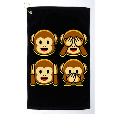 Monkey Emoji Smiley Face Platinum Collection Golf Towel