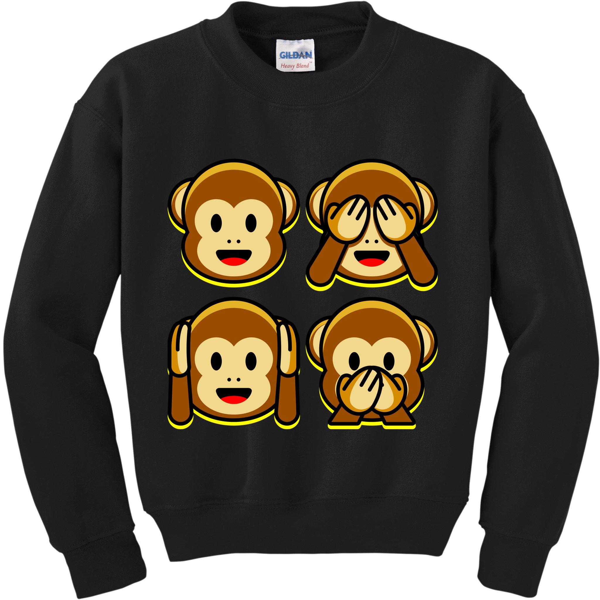 Monkey Emoji Smiley Face Kids Sweatshirt