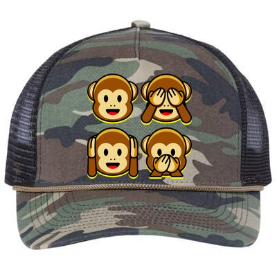 Monkey Emoji Smiley Face Retro Rope Trucker Hat Cap