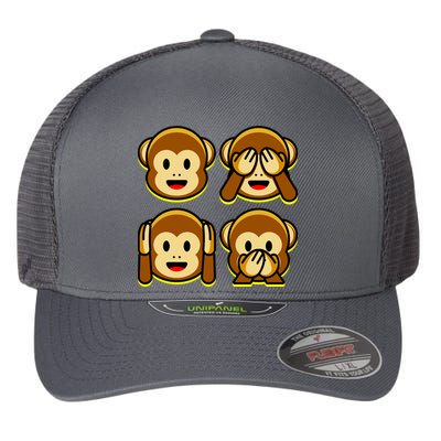 Monkey Emoji Smiley Face Flexfit Unipanel Trucker Cap