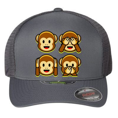 Monkey Emoji Smiley Face Flexfit Unipanel Trucker Cap