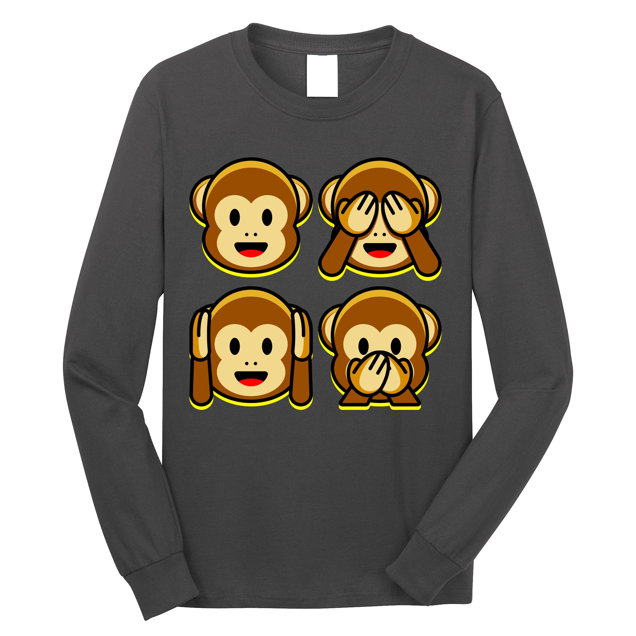 Monkey Emoji Smiley Face Long Sleeve Shirt