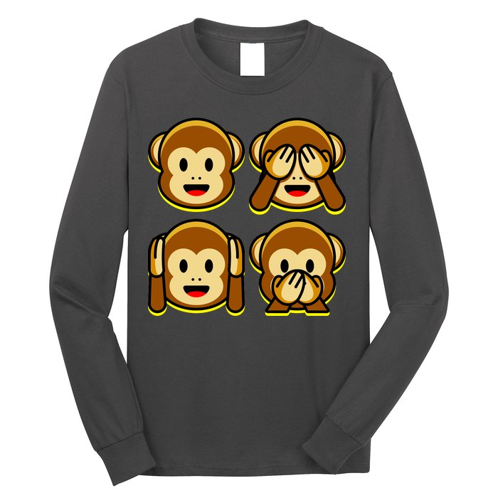 Monkey Emoji Smiley Face Long Sleeve Shirt