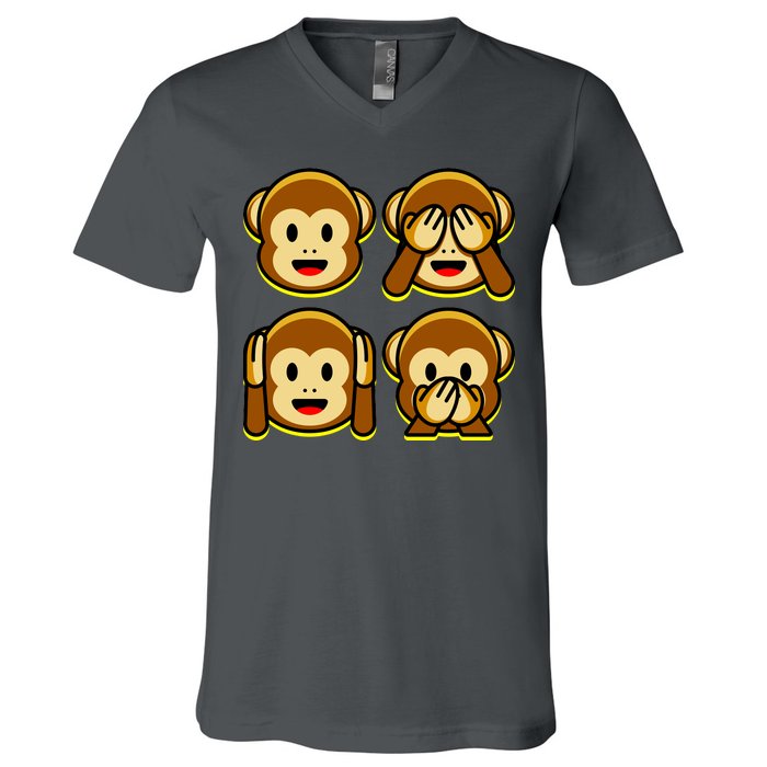 Monkey Emoji Smiley Face V-Neck T-Shirt