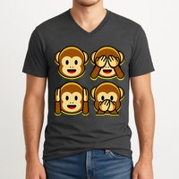 Monkey Emoji Smiley Face V-Neck T-Shirt