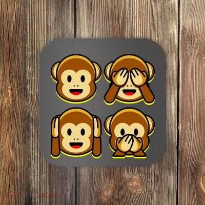 Monkey Emoji Smiley Face Coaster