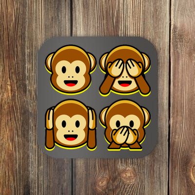 Monkey Emoji Smiley Face Coaster