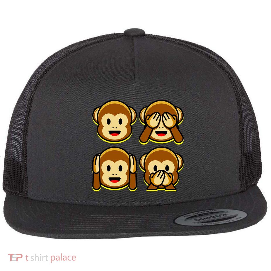 Monkey Emoji Smiley Face Flatbill Hat