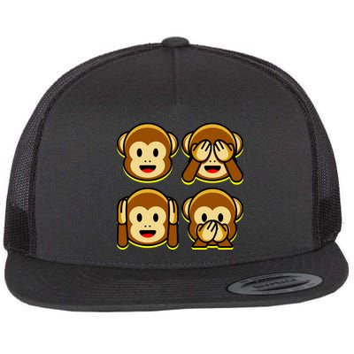 Monkey Emoji Smiley Face Flat Bill Trucker Hat