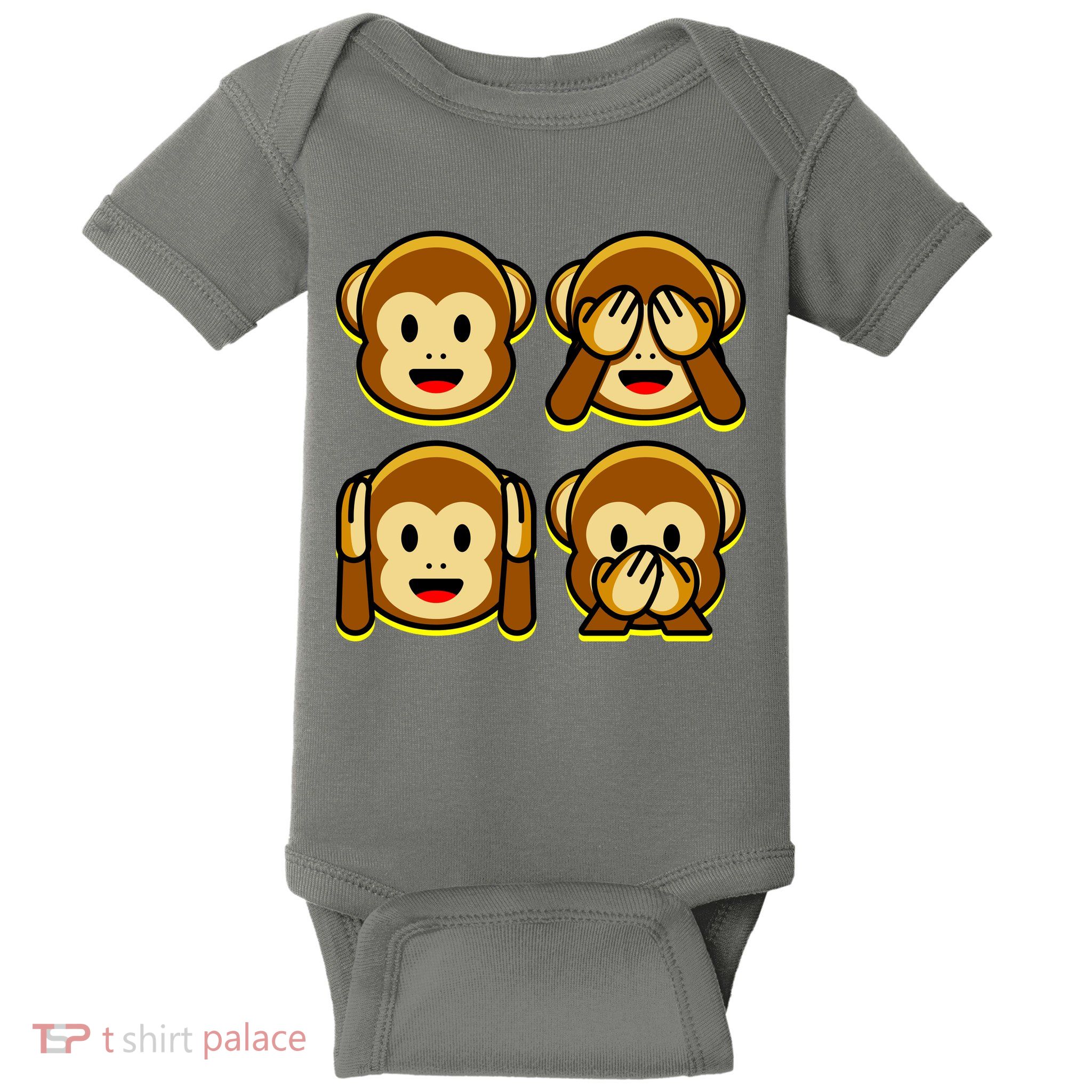 Monkey Emoji Smiley Face Baby Bodysuit