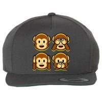 Monkey Emoji Smiley Face Wool Snapback Cap