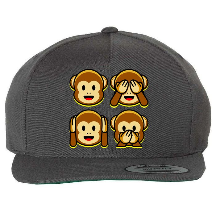 Monkey Emoji Smiley Face Wool Snapback Cap