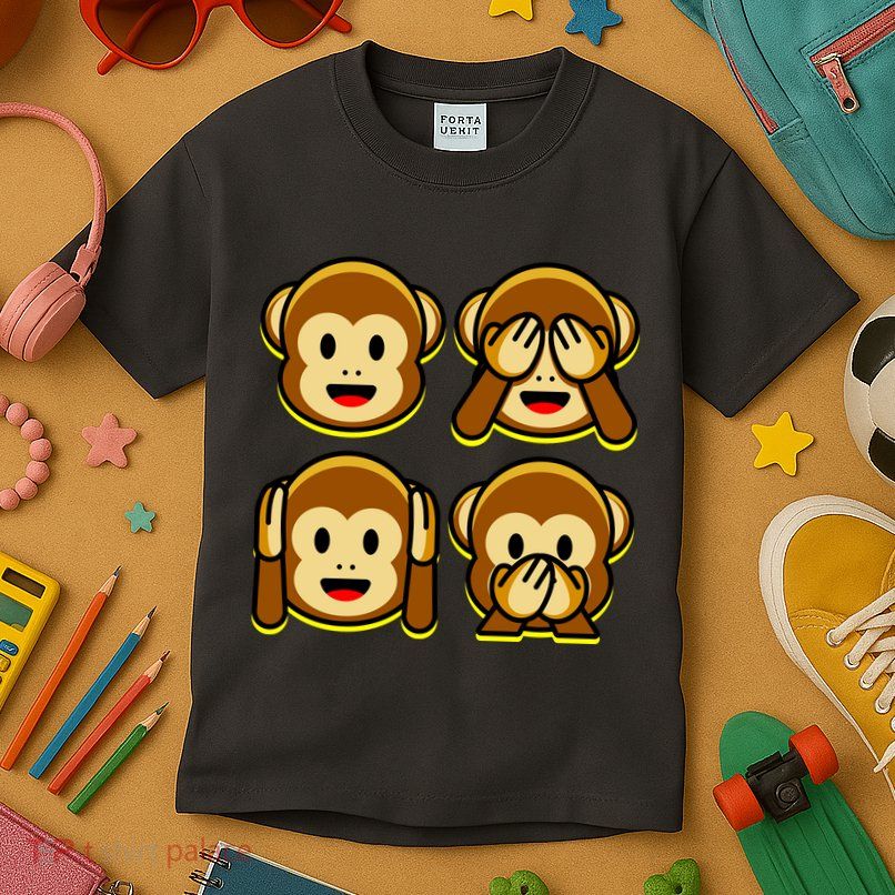 Monkey Emoji Smiley Face Kids T-Shirt