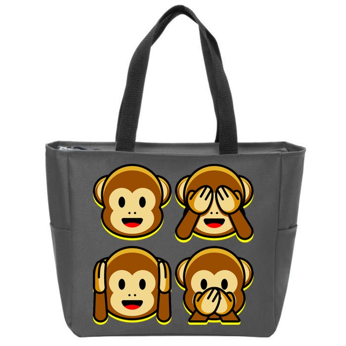 Monkey Emoji Smiley Face Zip Tote Bag