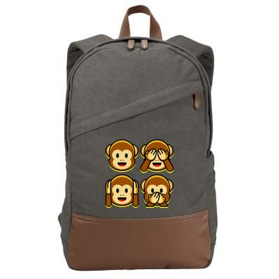 Monkey Emoji Smiley Face Cotton Canvas Backpack
