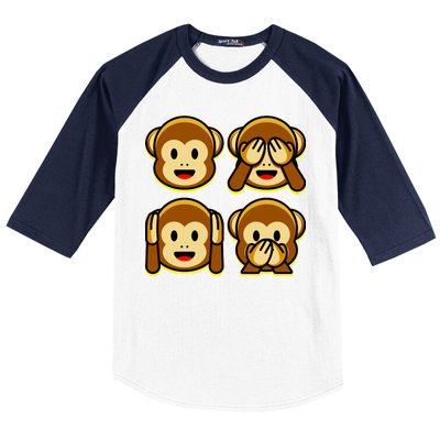 Monkey Emoji Smiley Face Baseball Sleeve Shirt