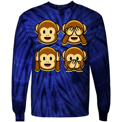 Monkey Emoji Smiley Face Tie-Dye Long Sleeve Shirt