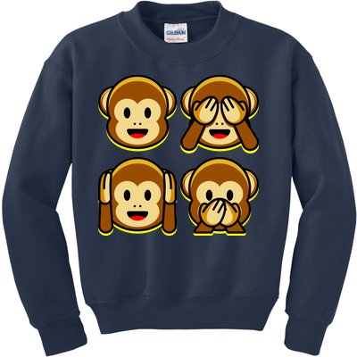 Monkey Emoji Smiley Face Kids Sweatshirt