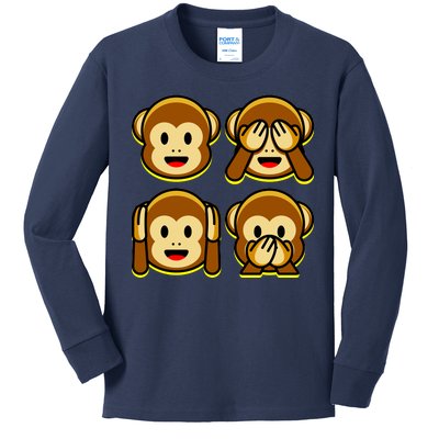 Monkey Emoji Smiley Face Kids Long Sleeve Shirt