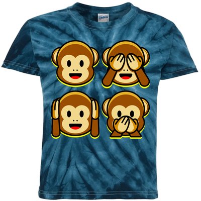 Monkey Emoji Smiley Face Kids Tie-Dye T-Shirt