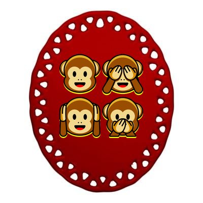 Monkey Emoji Smiley Face Ceramic Oval Ornament