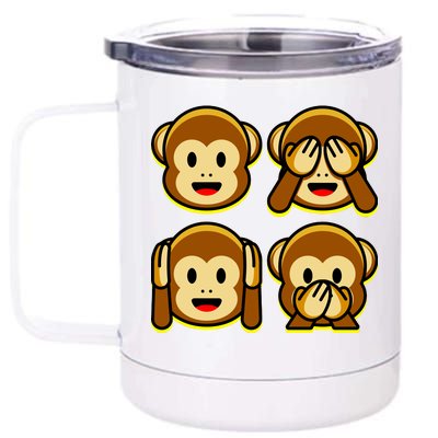 Monkey Emoji Smiley Face 12 oz Stainless Steel Tumbler Cup