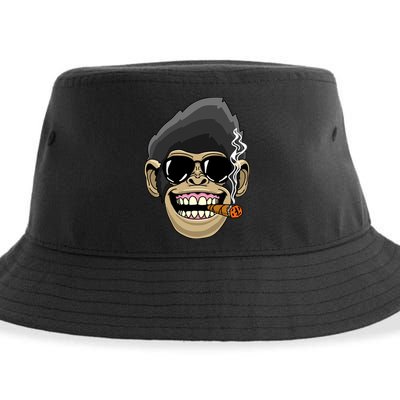 Monkey Smoking Cigar Sustainable Bucket Hat