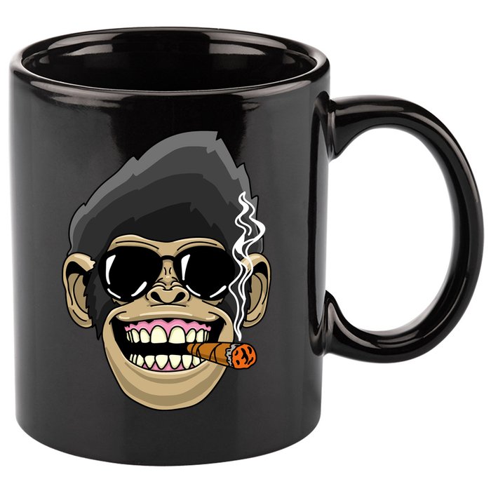 Monkey Smoking Cigar 11oz C Handle Ceramic Mug