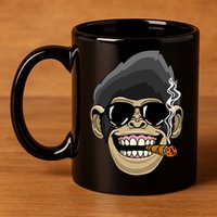Monkey Smoking Cigar 11oz C Handle Ceramic Mug