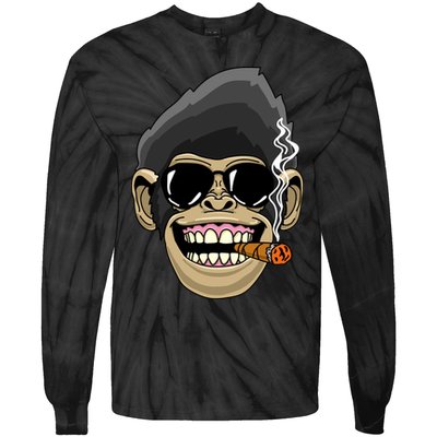 Monkey Smoking Cigar Tie-Dye Long Sleeve Shirt