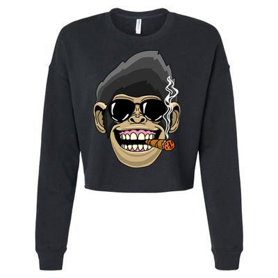Monkey Smoking Cigar Cropped Pullover Crew