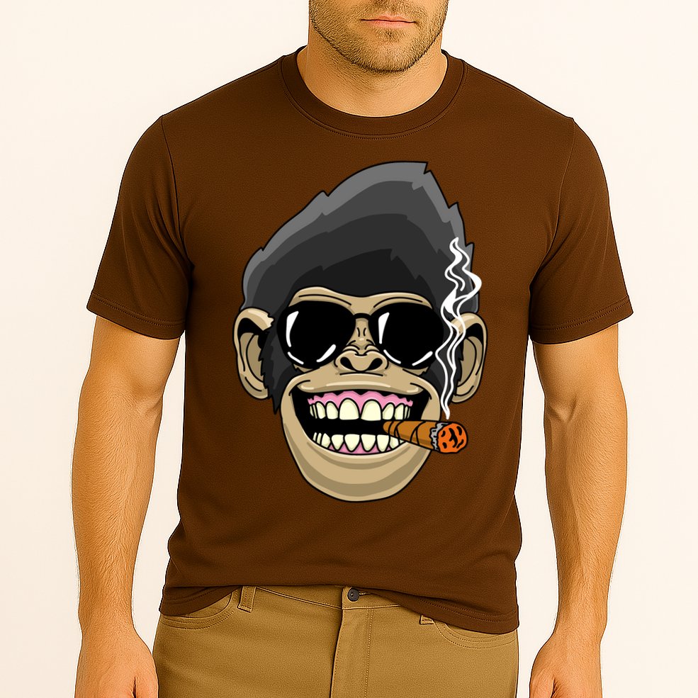 Monkey Smoking Cigar Cooling Performance Crew T-Shirt