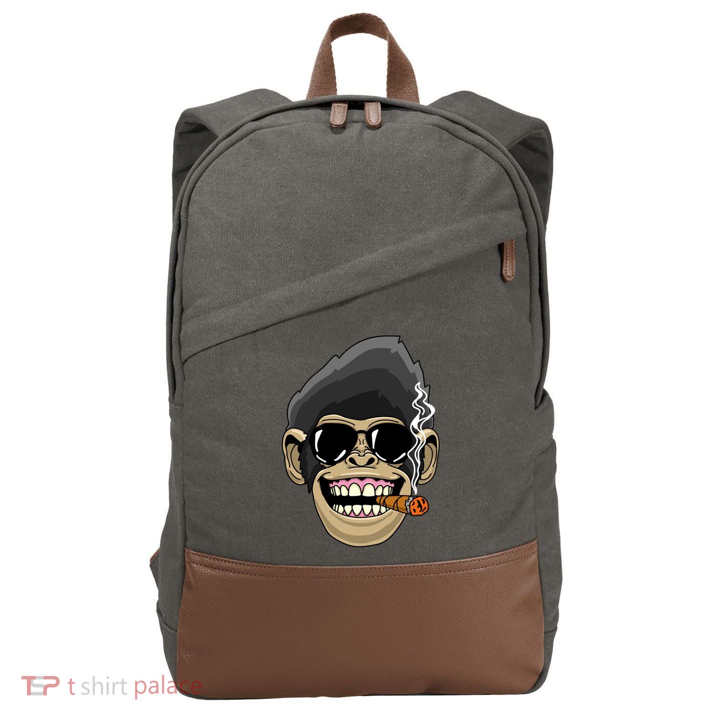 Monkey Smoking Cigar Cotton Canvas Backpack