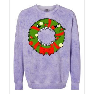 Monster Killer Christmas Wreath Colorblast Crewneck Sweatshirt