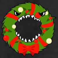 Monster Killer Christmas Wreath 7 Panel Mesh Trucker Snapback Hat