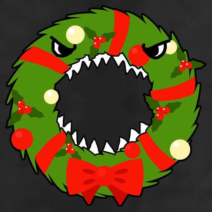 Monster Killer Christmas Wreath 7 Panel Mesh Trucker Snapback Hat