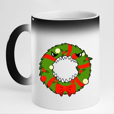 Monster Killer Christmas Wreath 11oz Black Color Changing Mug