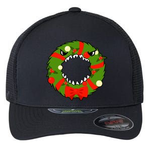 Monster Killer Christmas Wreath Flexfit Unipanel Trucker Cap