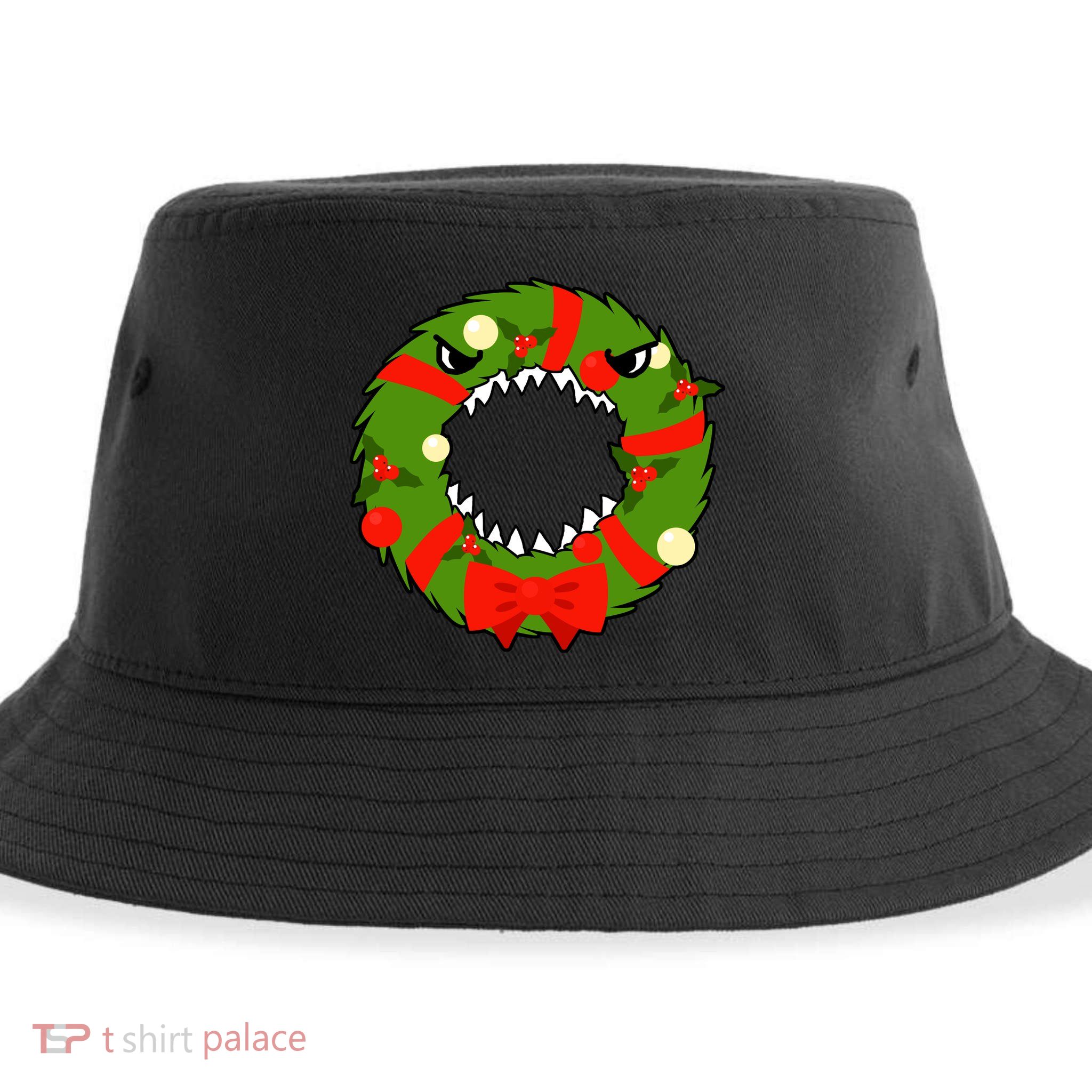 Monster Killer Christmas Wreath Sustainable Bucket Hat