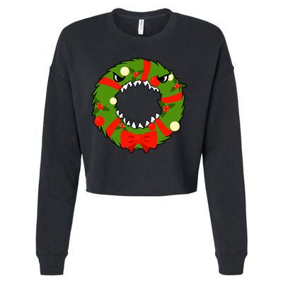 Monster Killer Christmas Wreath Cropped Pullover Crew