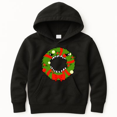 Monster Killer Christmas Wreath Kids Hoodie
