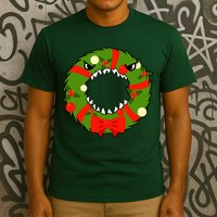 Monster Killer Christmas Wreath T-Shirt