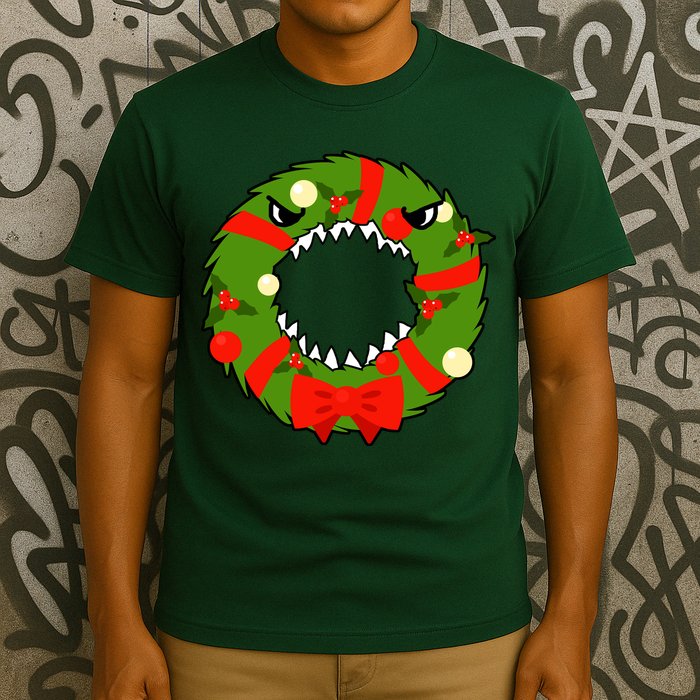 Monster Killer Christmas Wreath T-Shirt