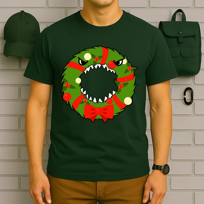 Monster Killer Christmas Wreath T-Shirt