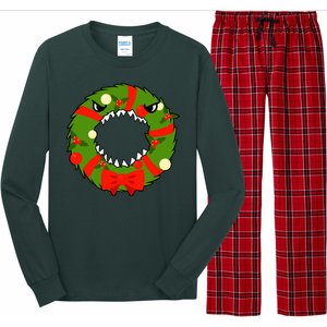 Monster Killer Christmas Wreath Long Sleeve Pajama Set