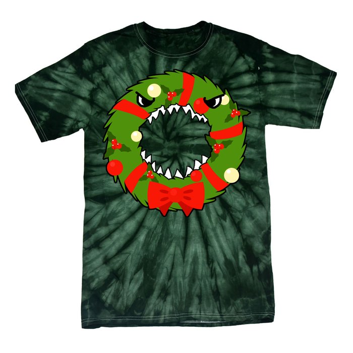 Monster Killer Christmas Wreath Tie-Dye T-Shirt