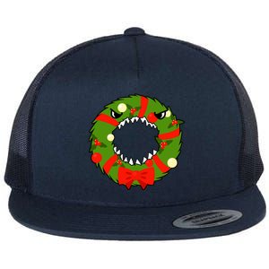 Monster Killer Christmas Wreath Flat Bill Trucker Hat